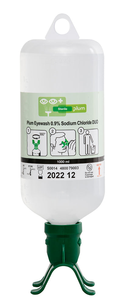 Plum Safety Eyewash Ml Percent Sodium Chloride Duo Cm0749 - Green 1000ML - Customisable Eye Wash