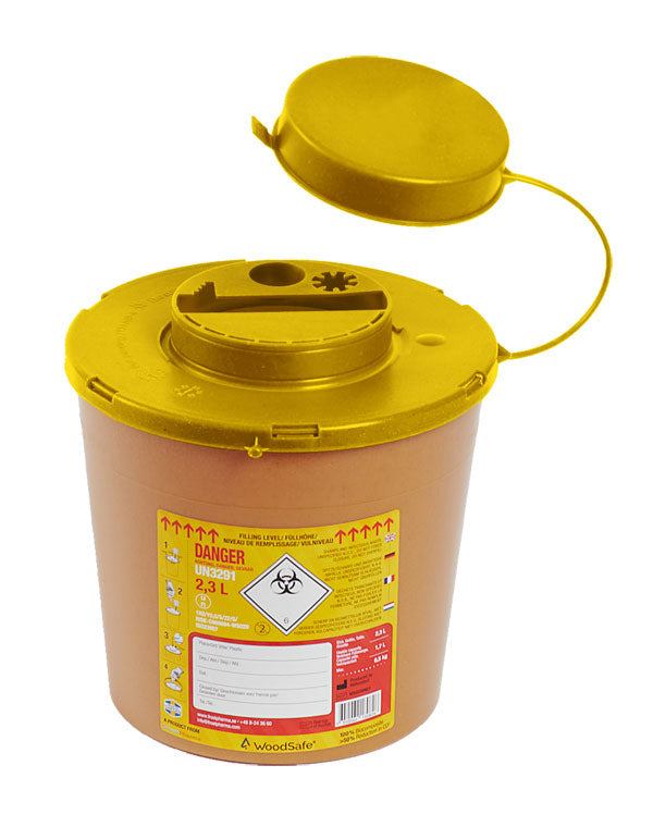 Wood Safe Woodsafe Sharps Bin Litre - Brown 2L - Customisable Sharps Bins