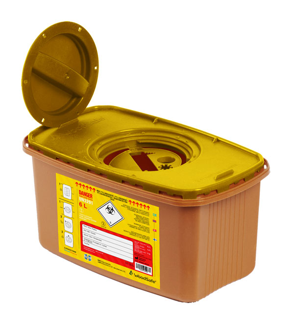 Wood Safe Woodsafe Sharps Bin Lid And Screw Fit Cap Litre - Brown 6L - Customisable Sharps Bins