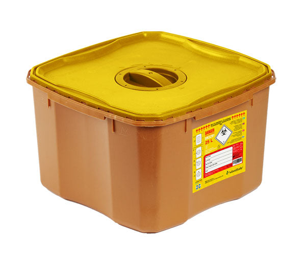 Wood Safe Woodsafe Sharps Bin Lid And Screw Fit Cap Litre - Brown 25L - Customisable Sharps Bins