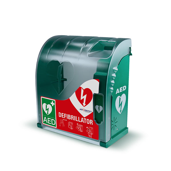 Aivia Defibrillator Cabinet C/W Heating &amp; Alarm - Green 400X450X240MM - Customisable AED Cabinets &amp; Brackets