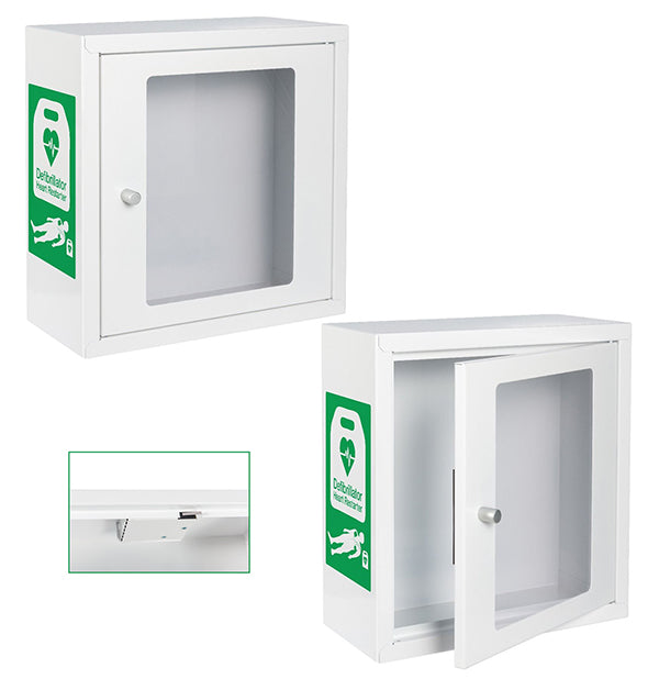 Click Medical Click Medical Indoor Alarmed Defibrillator Cabinet - White 370X370X170MM - Customisable AED Cabinets &amp; Brackets