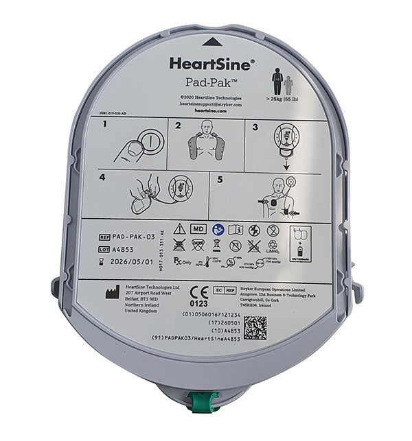 Heartsine Heart Sine Adult Pad Pak - Grey 195X130X35MM - Customisable Defibrillators