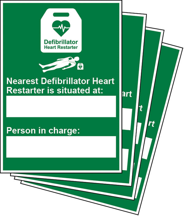 Click Medical Click Medical Nearest Defibrillator Sign Rigid Plastic - Green 20X30CM - Customisable First Aid Signs