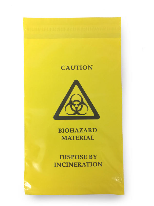 Clickmedical Click Medical Self Seal Waste Bag X Mm - Yellow 205 X 305MM - Customisable Essentials