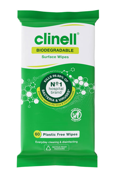 Clinell Clinell Biodegradable Surface Wipes - Green 121X210X222MM - Customisable Wipes