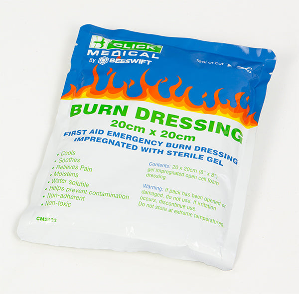 Click Medical Click Medical Emergency Burn Gel Dressing X Cm - White Blue 20X20CM - Customisable Burns