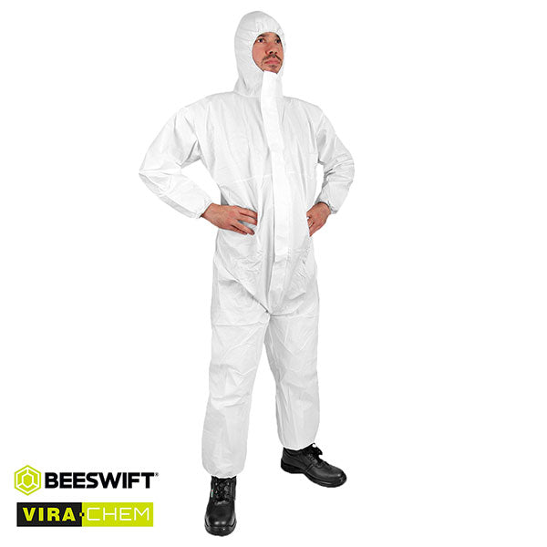 Beeswift Vira Chem Disposable Laminated Coverall Type / - White L - Customisable Coveralls