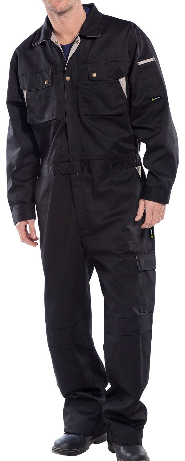 Beeswift Premium Boilersuit - Black - Customisable Boilersuits