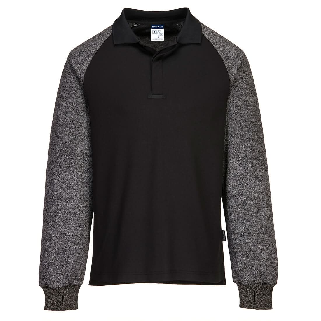 Portwest Polo Shirt With Cut Resistant Sleeves CR15 - Black - Customisable Polos
