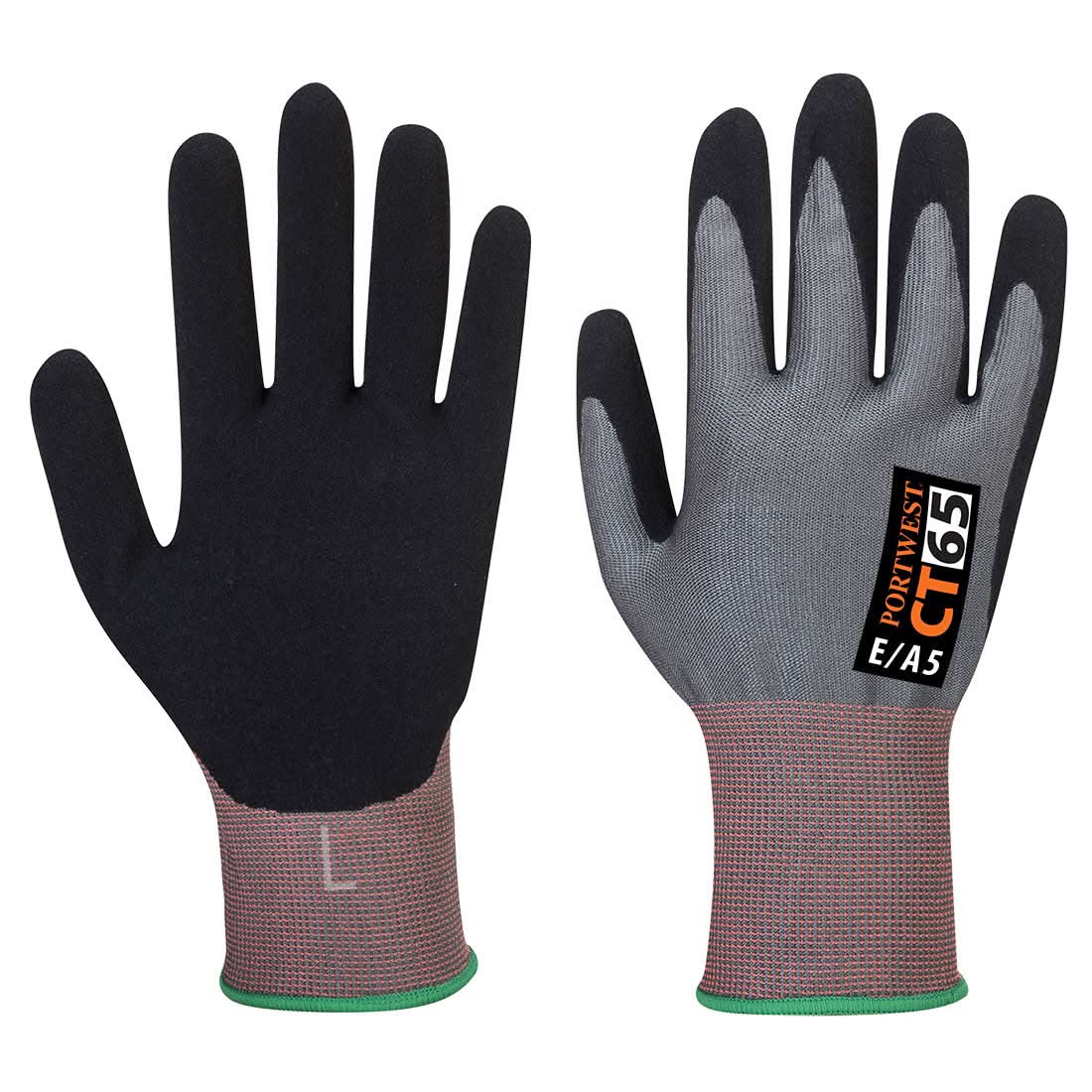 Portwest Ct Cut E15 Nitrile Glove CT65 - Grey Black - Customisable Hand Protection