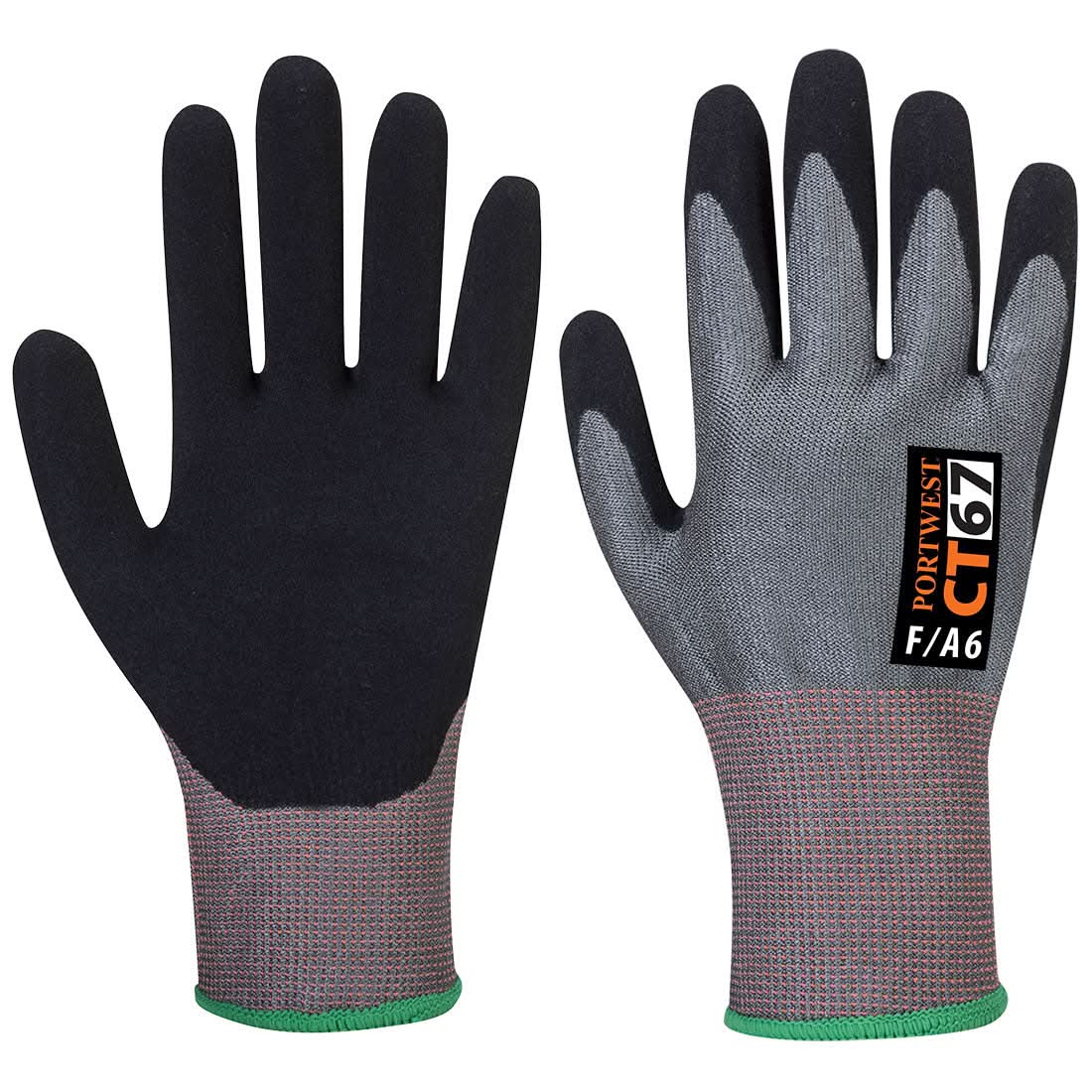 Portwest Ct Cut F13 Nitrile Glove CT67 - Grey Black - Customisable Hand Protection