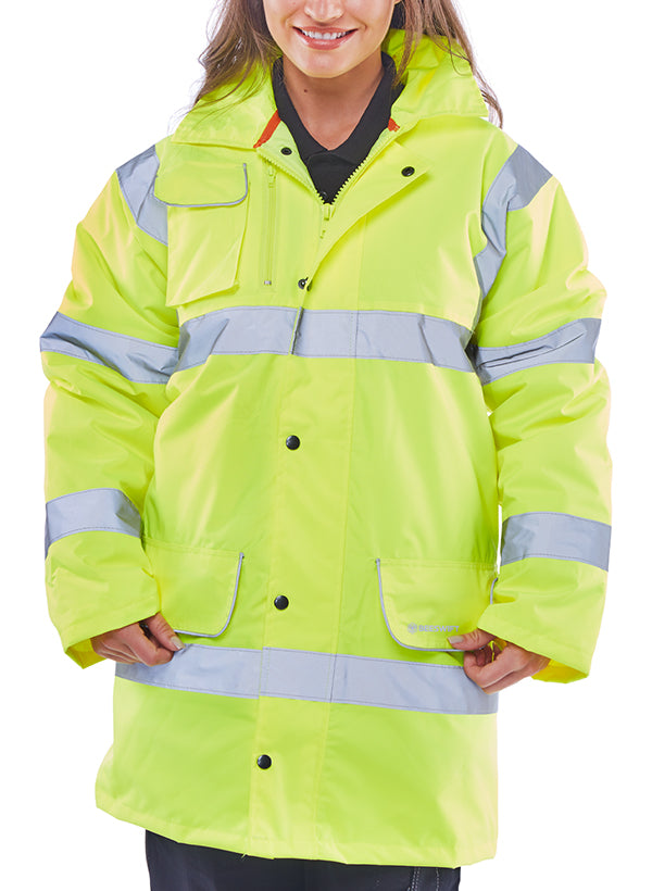 Beeswift Hi Vis Fleece Lined Traffic Jacket - Saturn Yellow - Customisable Jackets