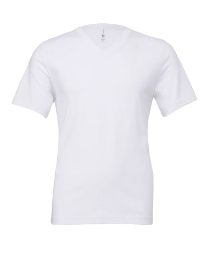 Bella Canvas Unisex Jersey v neck t shirt CV009 - White - Customisable T-Shirts