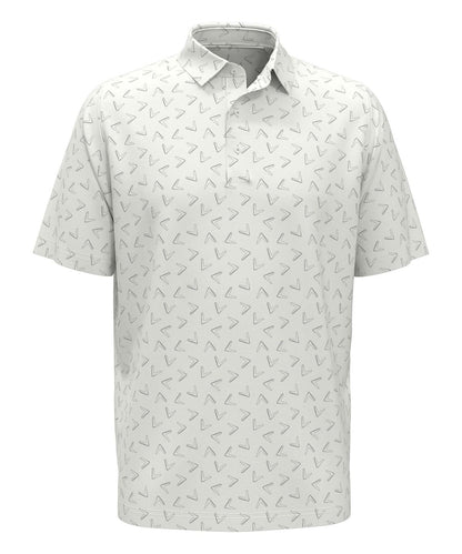 Callaway All over large chev printed polo CW035 - Bright White - Customisable Polos