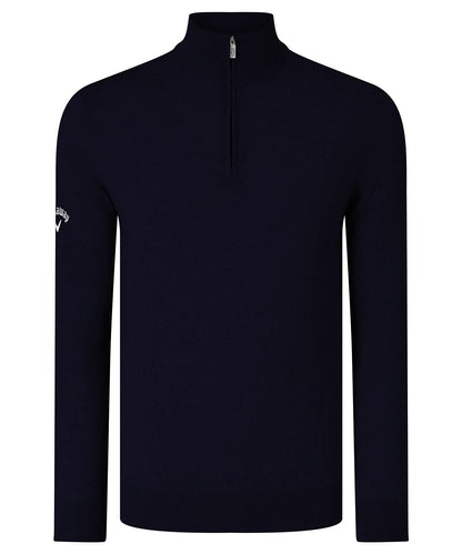 Callaway Ribbed zip Merino sweater CW075 - Dark Navy (Peacoat Navy) - Customisable Knitted Jumpers