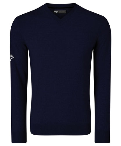 Callaway Ribbed v neck Merino sweater CW076 - Dark Navy (Peacoat Navy) - Customisable Knitted Jumpers