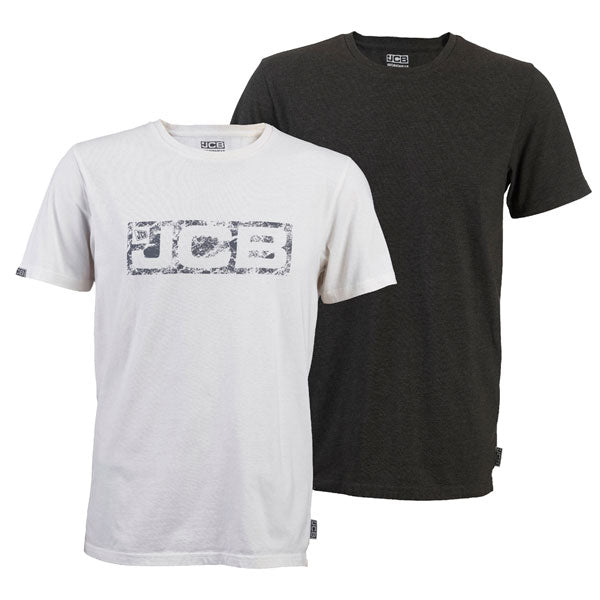 Jcb Workwear Jcb Workwear Essential Twin Pack T Shirts - White Grey - Customisable Tee Shirts
