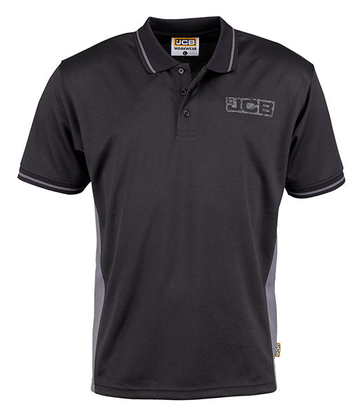 Jcb Workwear Jcb Workwear Trade Performance Polo Shirt - Black Grey - Customisable Polo Shirts