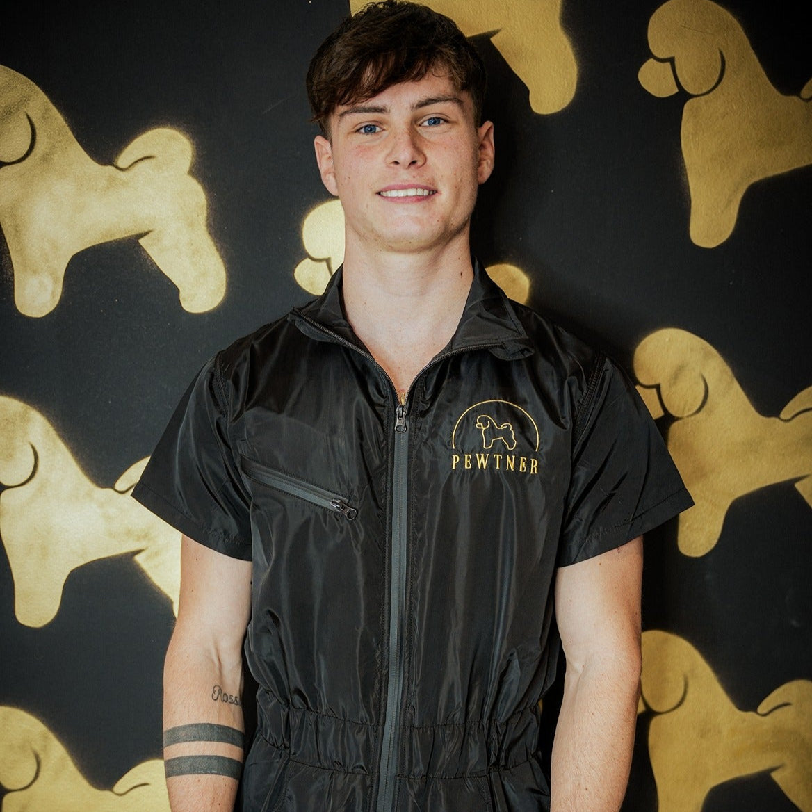 Pewtsuit Unisex - Dog Grooming Jumpsuit/ Overall - black - Customisable Workwear