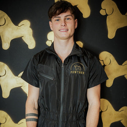 Pewtsuit Unisex - Dog Grooming Jumpsuit/ Overall - black - Customisable Workwear