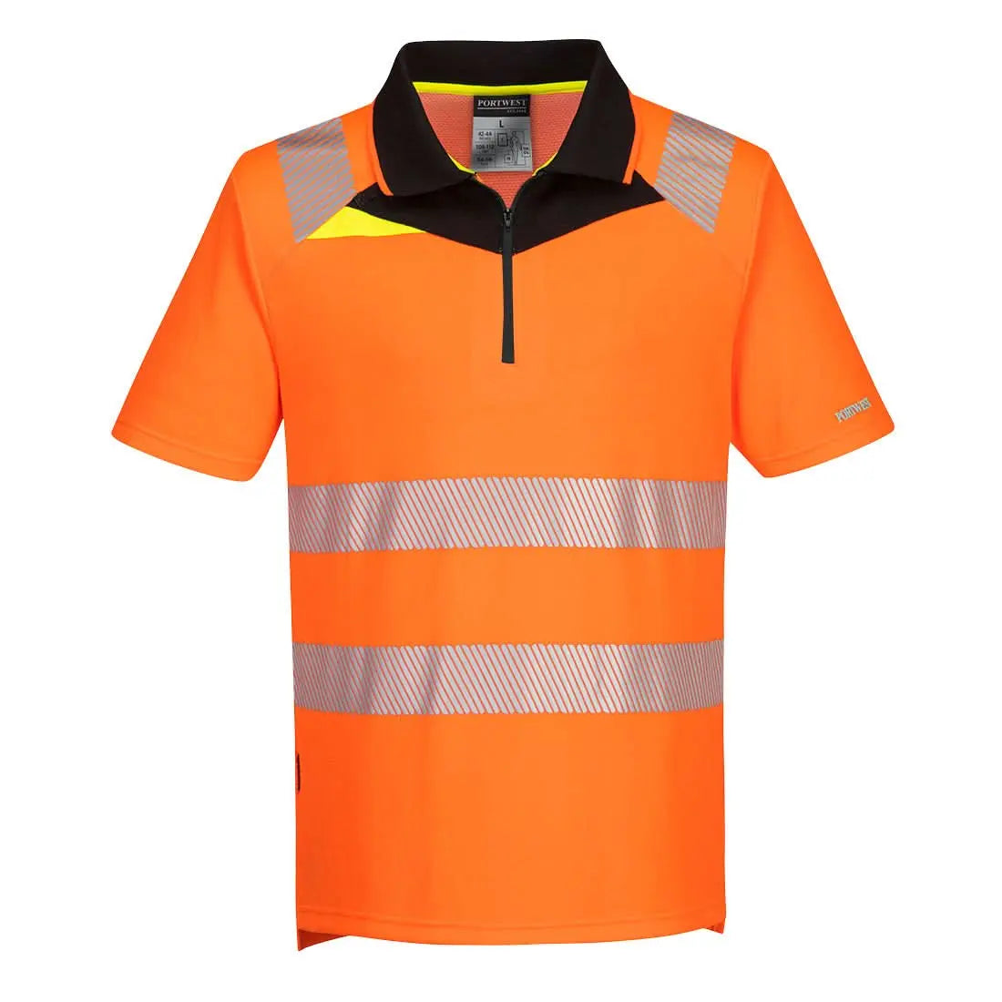Dx4 Hi Vis Zip Polo Shirt S/S Dx412 - Orange Black - Customisable Polo Shirts
