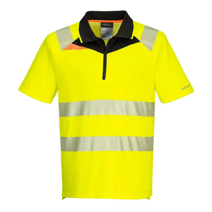 Dx4 Hi Vis Zip Polo Shirt S/S Dx412 - Yellow Black - Customisable Polo Shirts