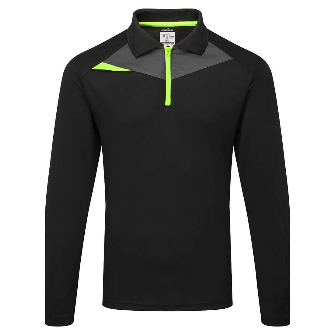 Portwest Dx4 Polo Shirt LS DX414 - Black - Customisable Polos