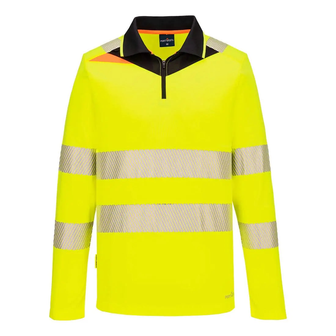 Dx4 Hi Vis Zip Polo Shirt L/S Dx419 - Yellow Black - Customisable Polo Shirts