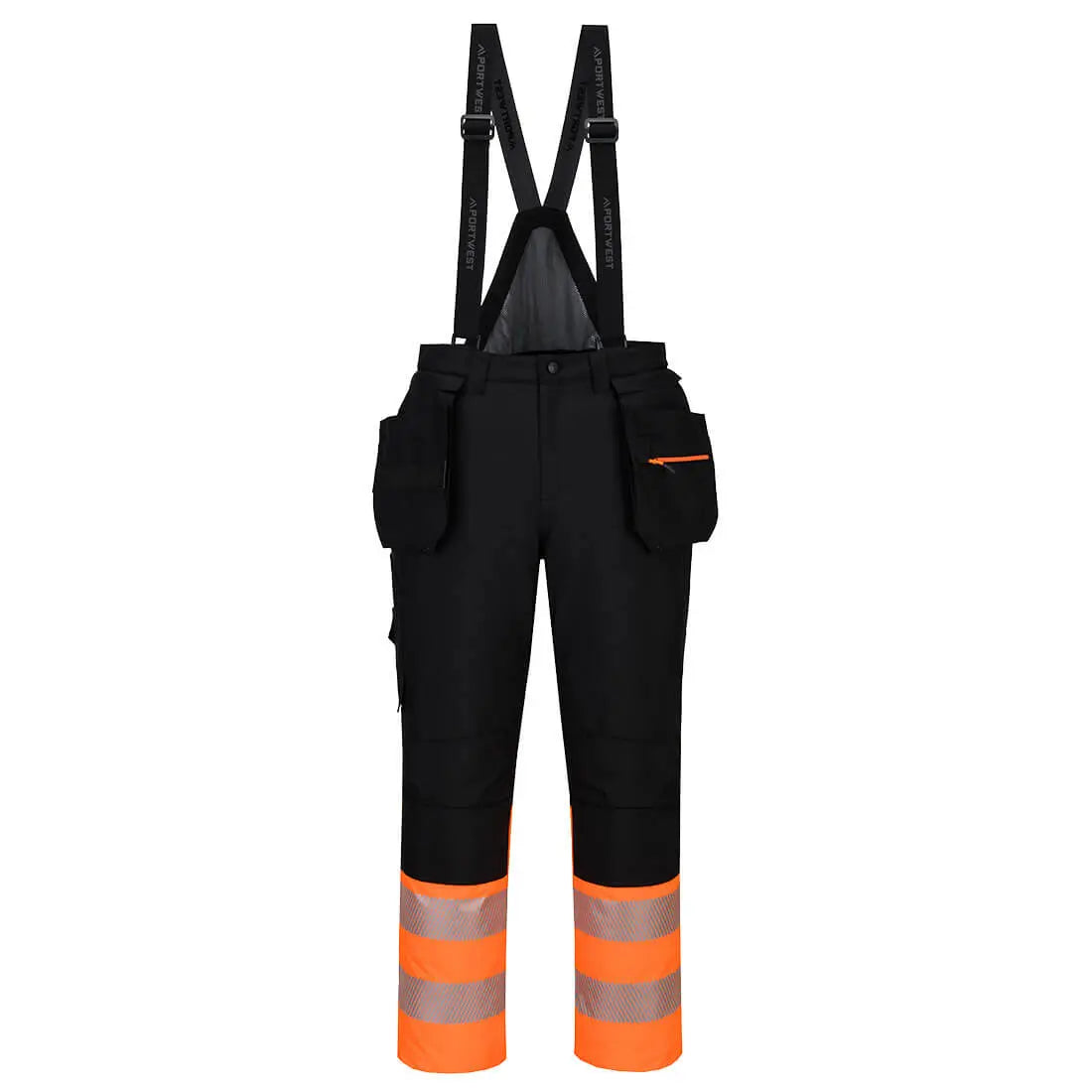 Dx4 Hi Vis Class 1 Winter Bib And Brace Dx437 - Orange Black - Customisable Bib &amp; Braces