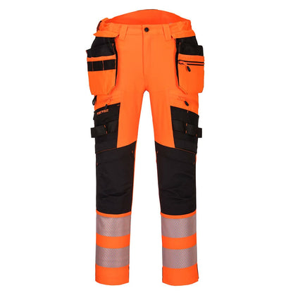 Portwest Dx4 Hi Vis Detachable Holster Pocket Trousers DX442 - Orange Black - Customisable Hi-Vis Trousers