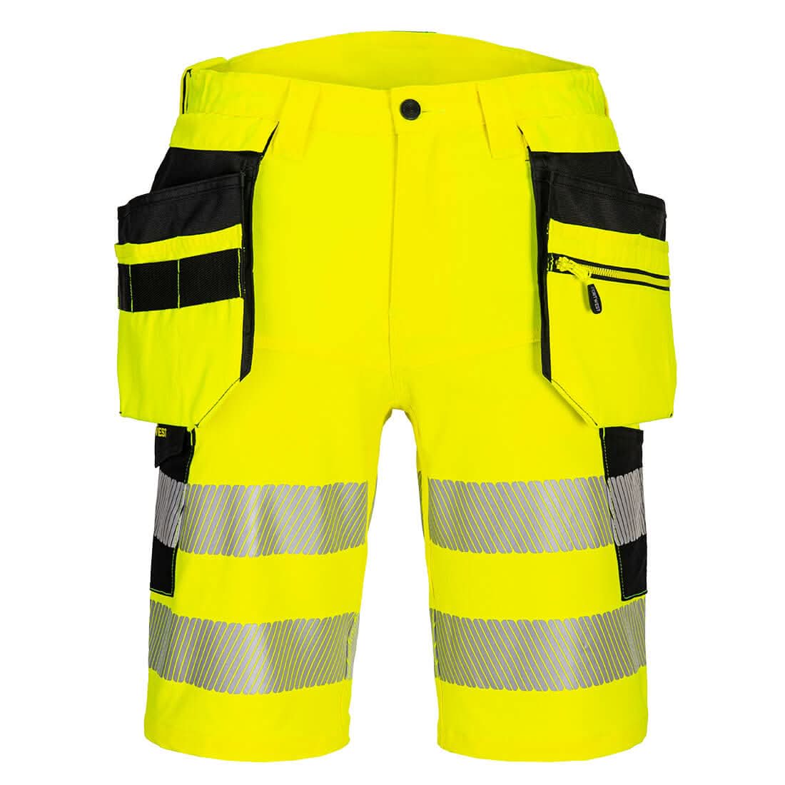 Portwest Dx4 Hi Vis Holster Pocket Shorts DX446 - Yellow Black - Customisable Shorts