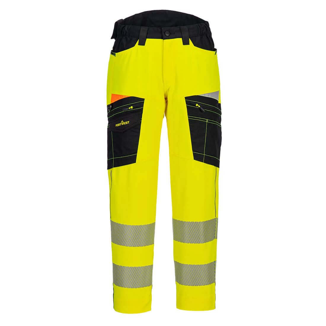 Portwest Dx4 Hi Vis Service Trousers DX453 - Yellow Black - Customisable Hi-Vis Trousers