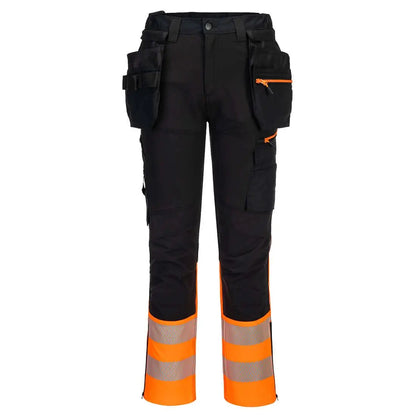Dx4 Hi Vis Class 1 Detachable Holster Pocket Craft Trousers Dx457 - Orange Black - Customisable Holster Trousers