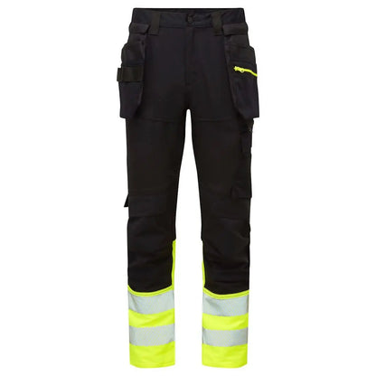 Dx4 Hi Vis Class 1 Detachable Holster Pocket Craft Trousers Dx457 - Yellow Black - Customisable Holster Trousers