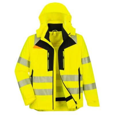 Portwest Dx4 Hi Vis 4 In 1 Jacket DX466 - Yellow Black - Customisable Jackets