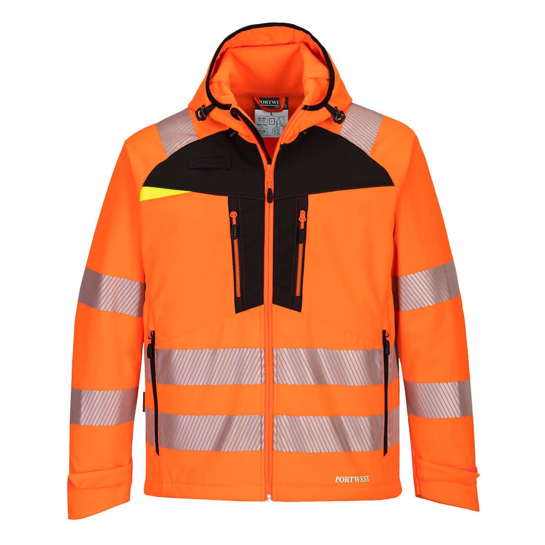 Portwest Dx4 Hi Vis Softshell 3L DX475 - Orange Black - Customisable Hi-Vis Jackets