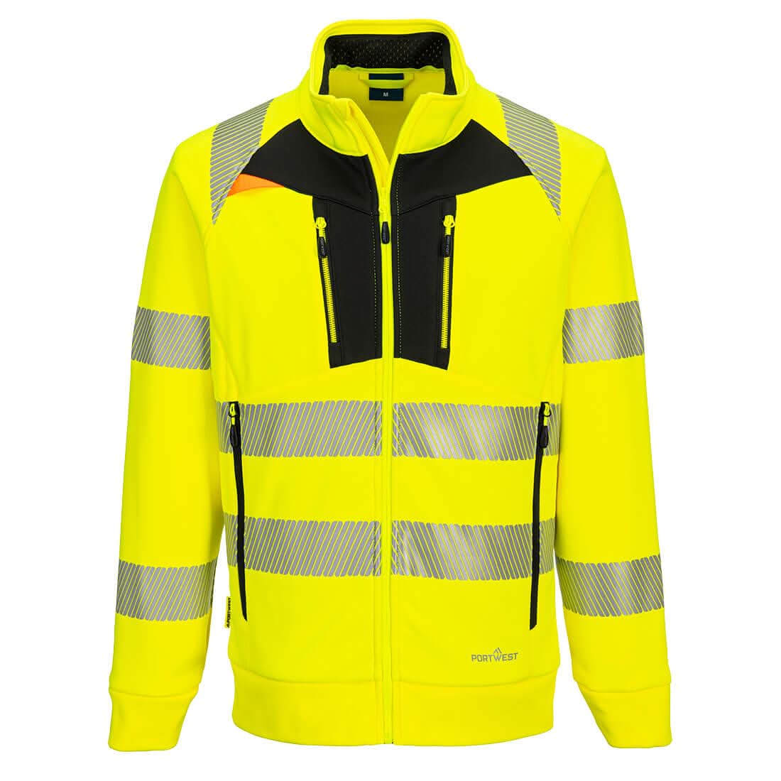 Portwest Dx4 Hi Vis Funnel Neck Zipped Sweatshirt DX477 - Yellow Black - Customisable Hi-Vis Sweatshirt