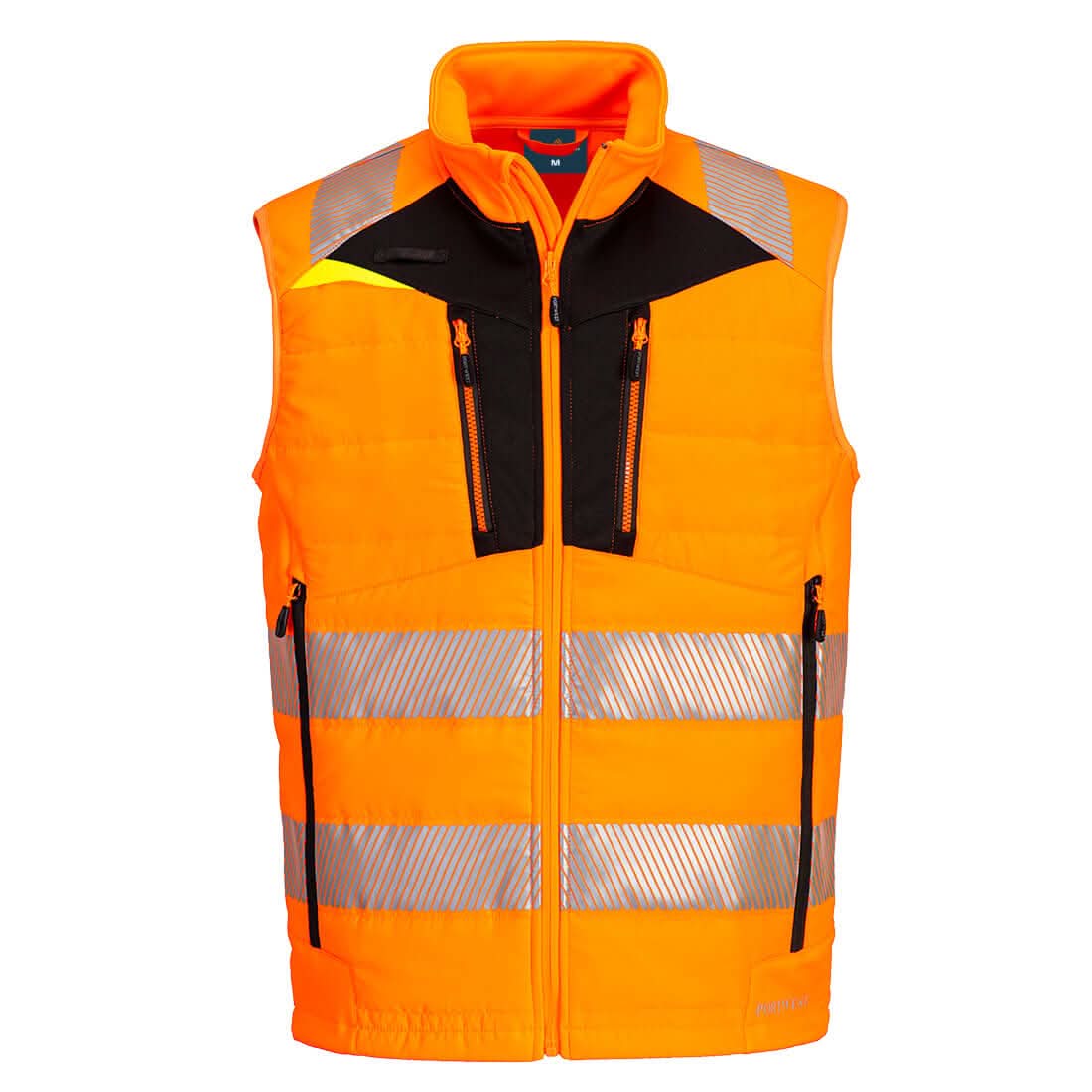 Portwest Dx4 Hi Vis Hybrid Baffle Bodywarmer DX479 - Orange Black - Customisable Bodywarmer