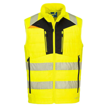 Dx4 Hi Vis Hybrid Baffle Bodywarmer Dx479 - Yellow Black - Customisable Bodywarmers