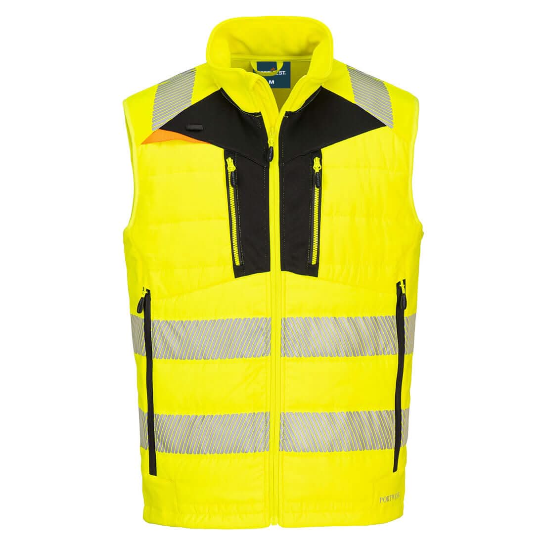 Portwest Dx4 Hi Vis Hybrid Baffle Bodywarmer DX479 - Yellow Black - Customisable Bodywarmer