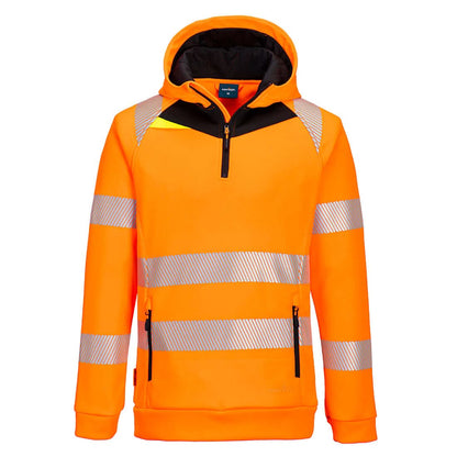 Portwest Dx4 Hi Vis 14 Zip Hoodie DX482 - Orange Black - Customisable Hoodies