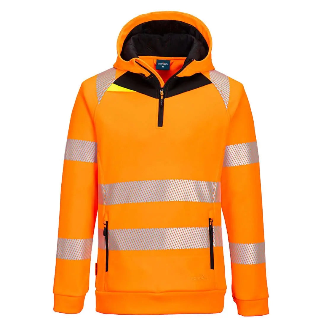 Portwest Dx4 Hi Vis 14 Zip Hoodie DX482 - Orange Black - Customisable Hoodies