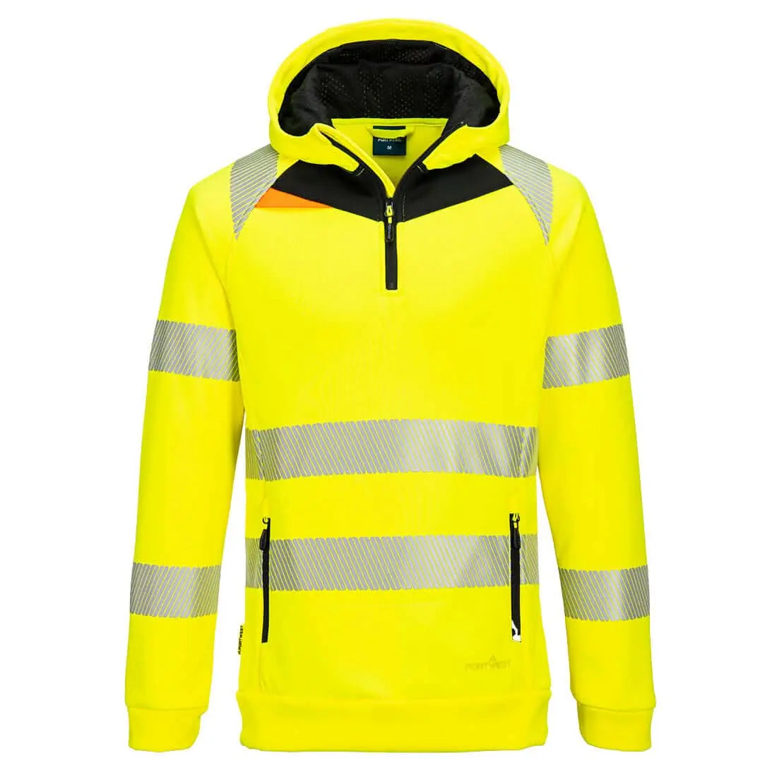 Portwest Dx4 Hi Vis 14 Zip Hoodie DX482 - Yellow Black - Customisable Hoodies