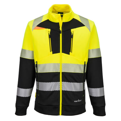 Dx4 Hi Vis Class 1 Funnel Neck Zipped Sweatshirt Dx490 - Yellow Black - Customisable Sweatshirts