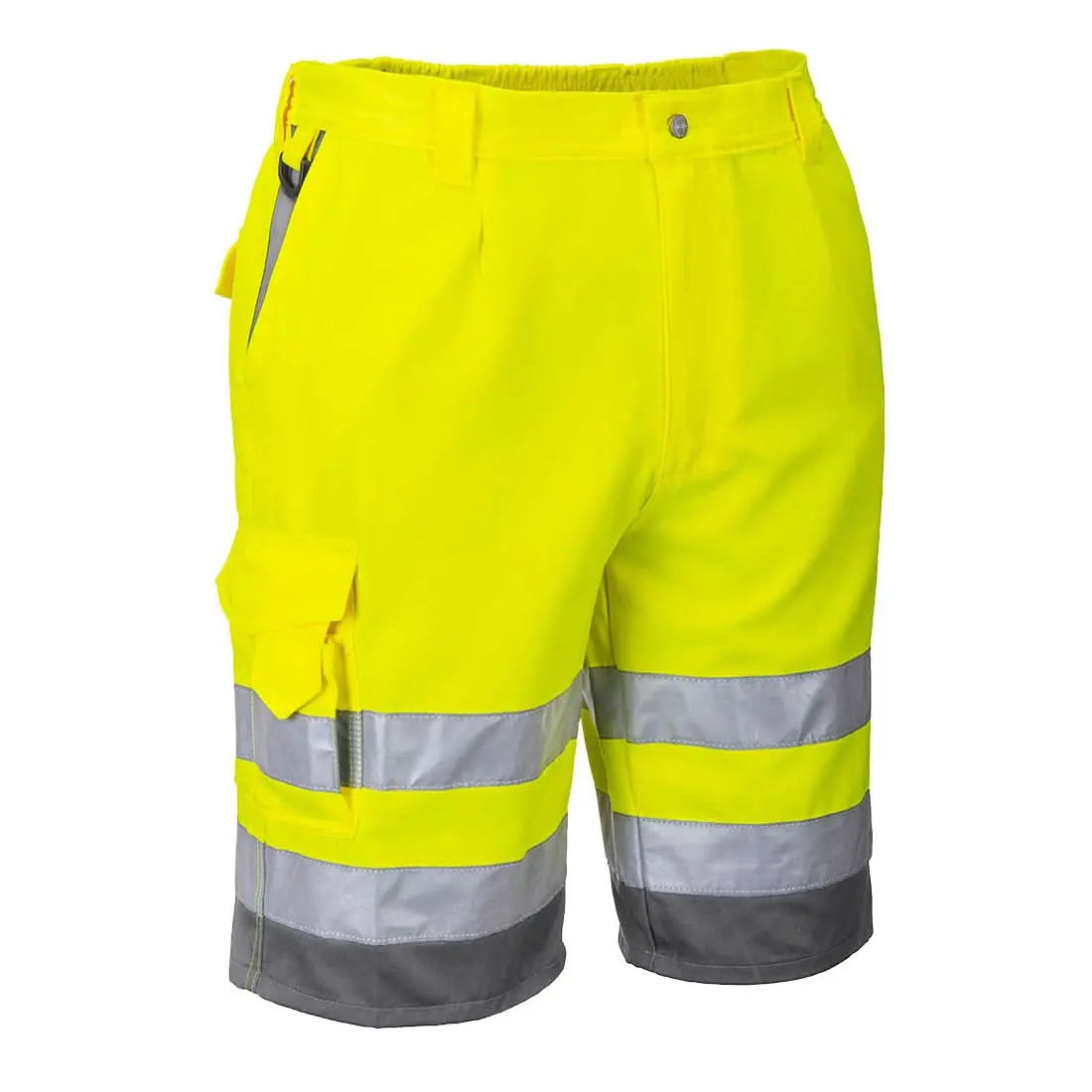 Hi Vis Contrast Shorts E043 - Yellow Grey - Customisable Shorts