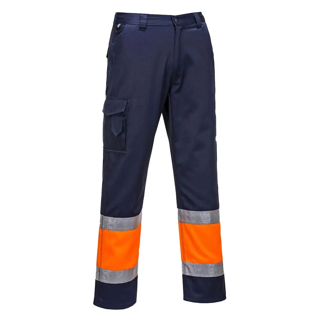 Hi Vis Contrast Class 1 Service Trousers E049 - Orange Navy - Customisable Service Trousers
