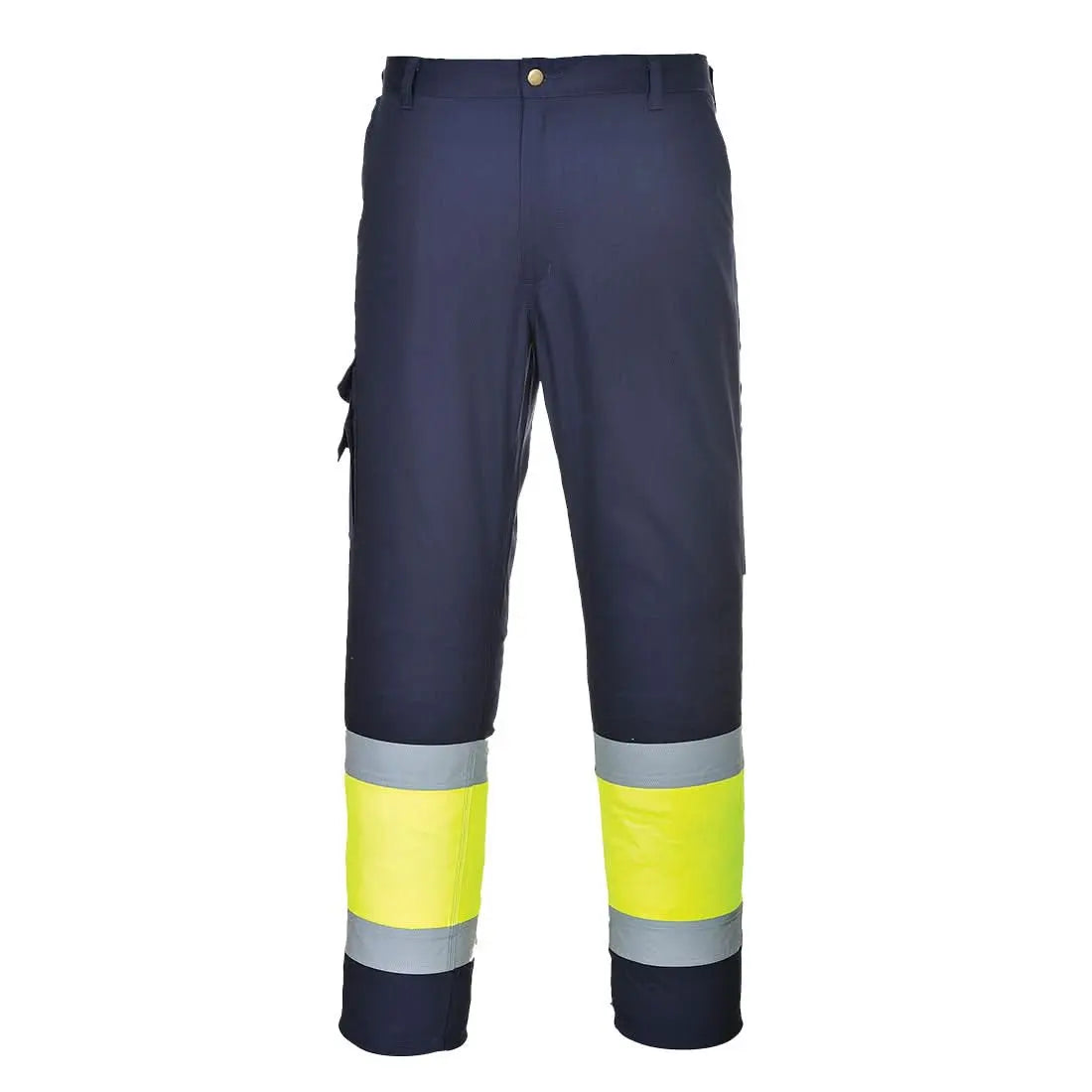 Hi Vis Contrast Class 1 Service Trousers E049 - Yellow Navy - Customisable Service Trousers