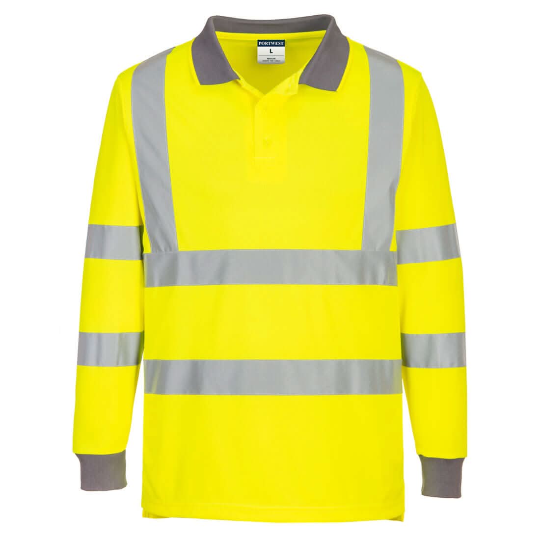 Portwest Eco Hi Vis Polo Shirt LS 6 Pack EC11 - Yellow - Customisable Hi-Vis Polos