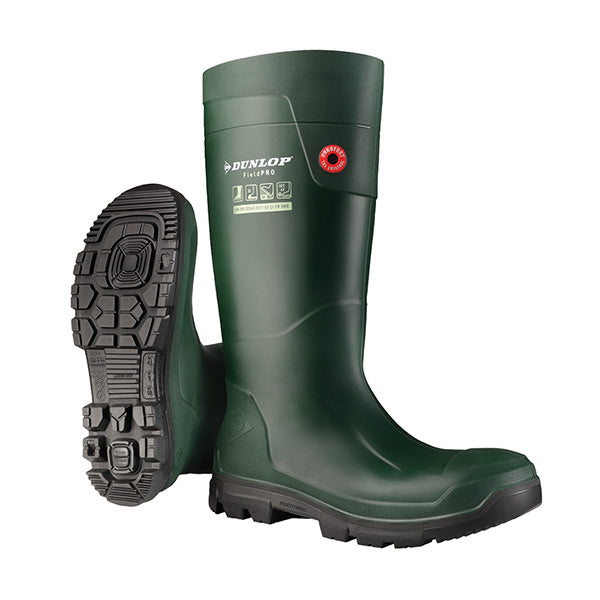 Dunlop Purofort Fieldpro Full Safety Wellington - Green 4 - Customisable Wellingtons